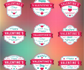 Vintage valentines day labels vector set 08