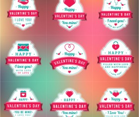 Vintage valentines day labels vector set 09
