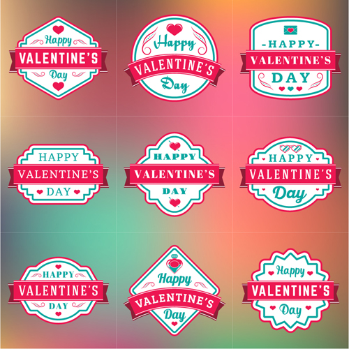 Vintage valentines day labels vector set 10