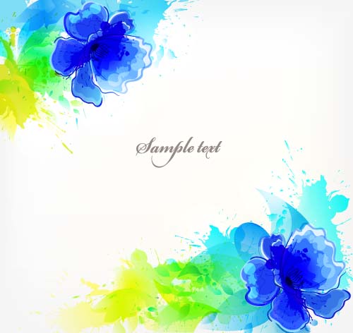 Watercolor flower vecto background 02