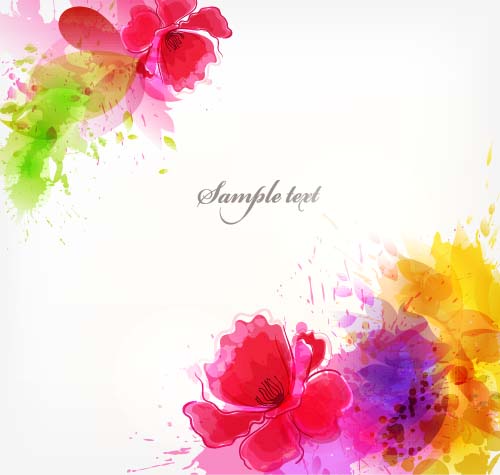Watercolor flower vecto background 03