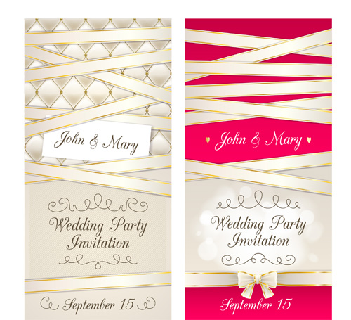 Wedding party invitation cards creative vector