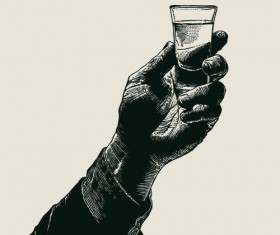 Whiskey cup with hand vector