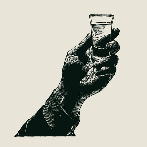 Whiskey cup with hand vector
