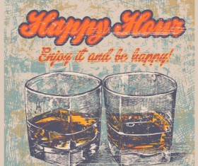 Whiskey poster hand drawn vectors material 01