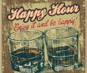 Whiskey poster hand drawn vectors material 02