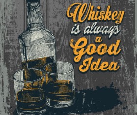 Whiskey poster hand drawn vectors material 03