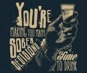 Whiskey poster hand drawn vectors material 04