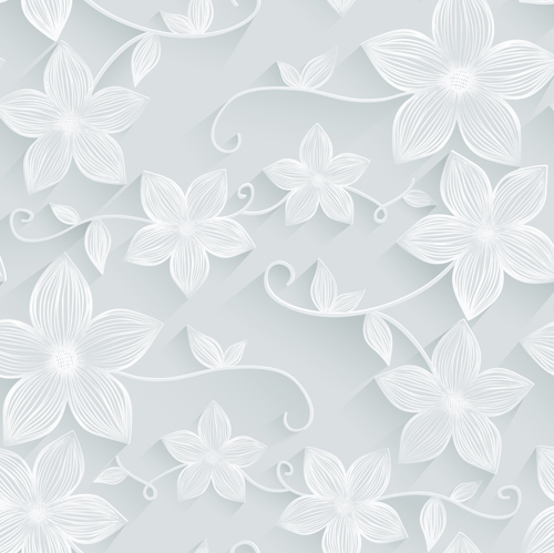 White flower seamless pattern vector material