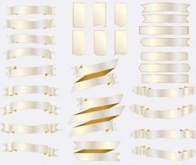 White with golden ribbons vector material
