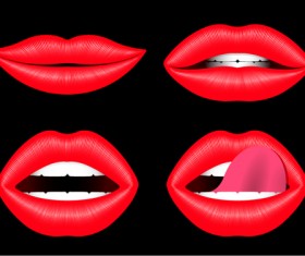Woman red lips design vector 02