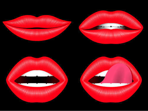 Woman red lips design vector 02