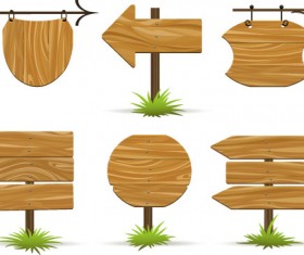 Wooden signs design vectors set 02