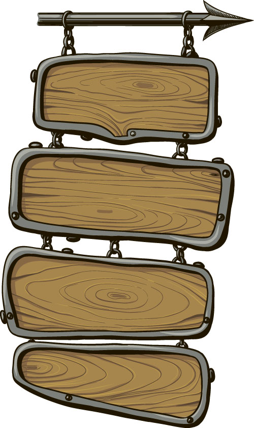 Wooden signs design vectors set 03