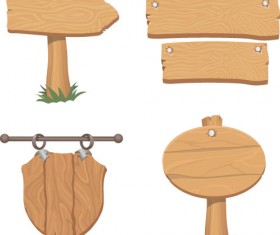 Wooden signs design vectors set 04
