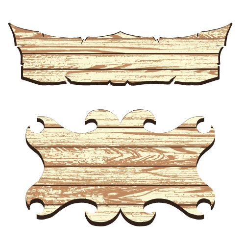 Wooden signs design vectors set 05