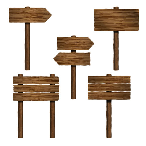 Wooden signs design vectors set 07