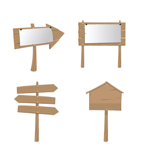 Wooden signs design vectors set 08