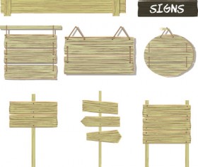 Wooden signs design vectors set 09