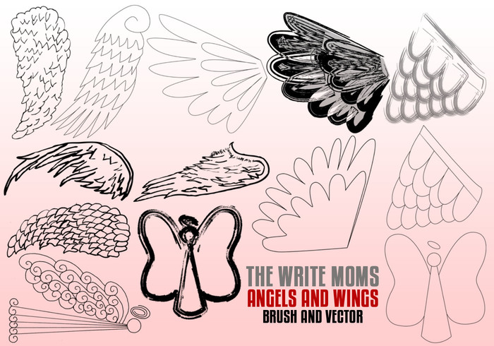 Write Moms Angels and Wings Photoshop Brushes