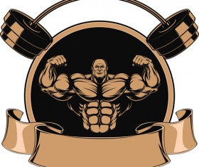 brown gym labels vector set 01