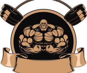 brown gym labels vector set 03