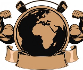 brown gym labels vector set 05