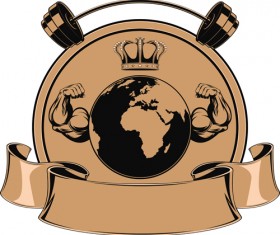 brown gym labels vector set 06