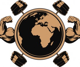 brown gym labels vector set 07