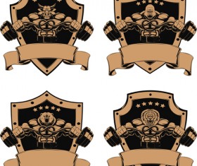 brown gym labels vector set 09