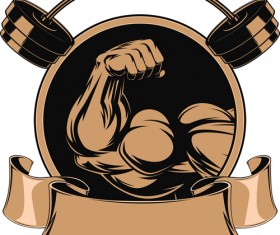 brown gym labels vector set 10