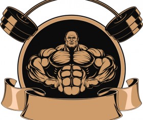 brown gym labels vector set 11