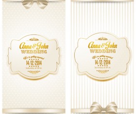elegant wedding invitation cards with bow vector