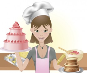 happy mom with cake vector
