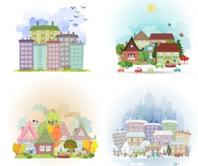 4 seasons and home vector material 01