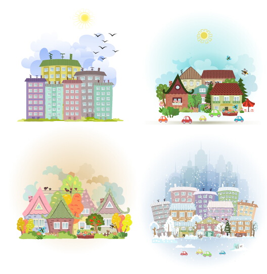 4 seasons and home vector material 01