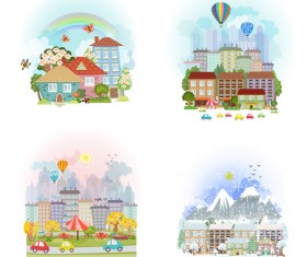4 seasons and home vector material 02