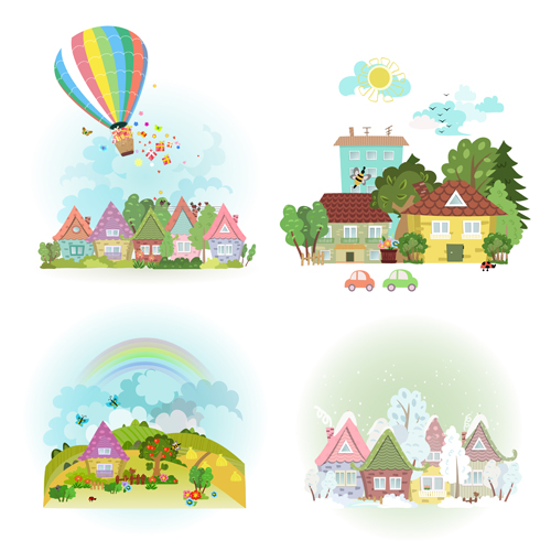 4 seasons and home vector material 03