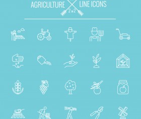 Agriculture outline icons set 01