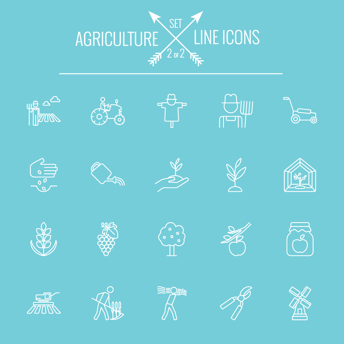 Agriculture outline icons set 01