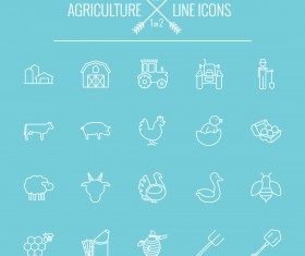 Agriculture outline icons set 02