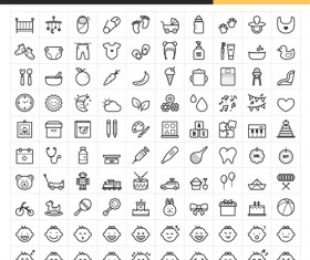 Baby outline icons set
