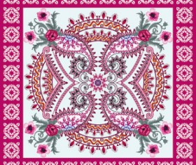 Bandanna floral ornaments with paisley pattern vector 01