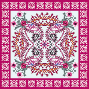 Bandanna floral ornaments with paisley pattern vector 01