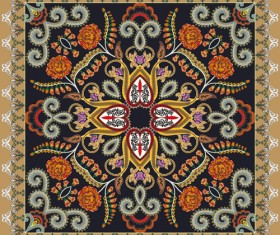 Bandanna floral ornaments with paisley pattern vector 02