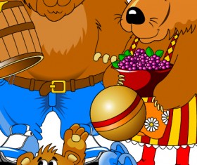 Bear and family vector material 02