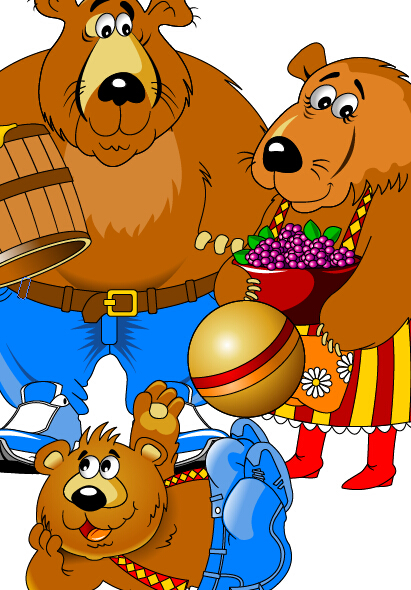 Bear and family vector material 02