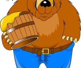 Bear and honey vector material