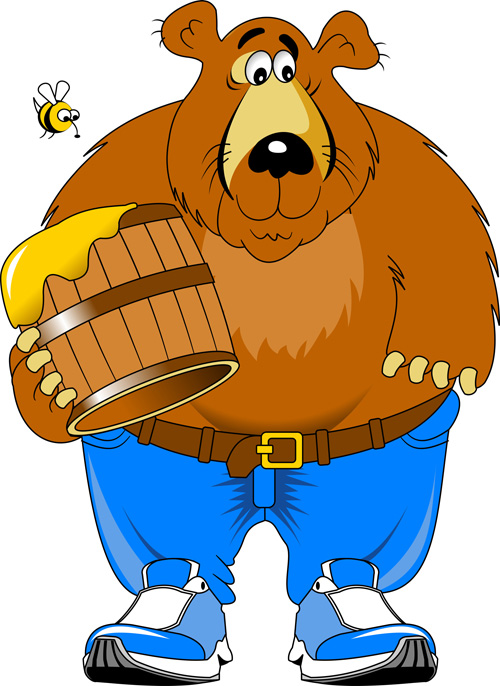 Bear and honey vector material