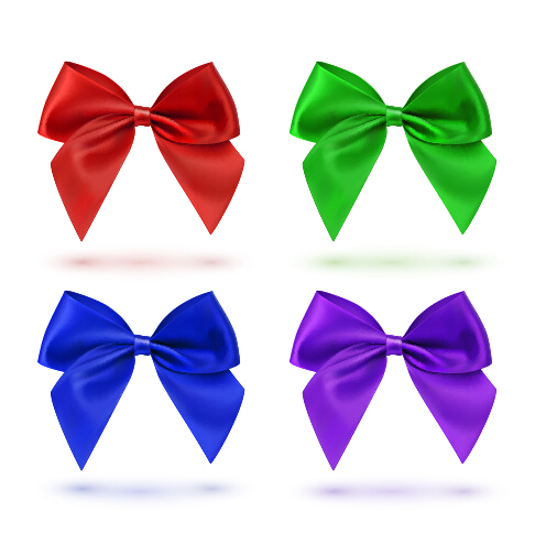 Beautiful colored bow vectors set 02